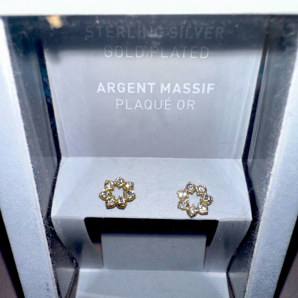 Sterling silver gold plated flower earrings